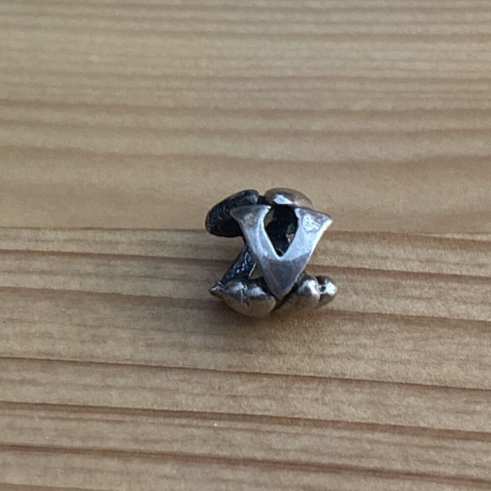 Authentic TrollBeads Sterling Silver Initial "V" Letter Bead Trollbead